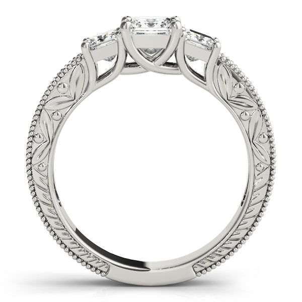 Vintage Princess Diamond Trilogy Ring in 10K/14K gold and platinum with certified lab-grown or natural diamonds