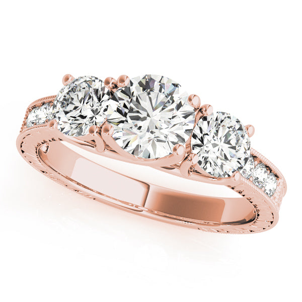 Prong in Channel Filigree Milgrain Curved Half Eternity Ring
