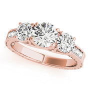 Prong in Channel Filigree Milgrain Curved Half Eternity Ring