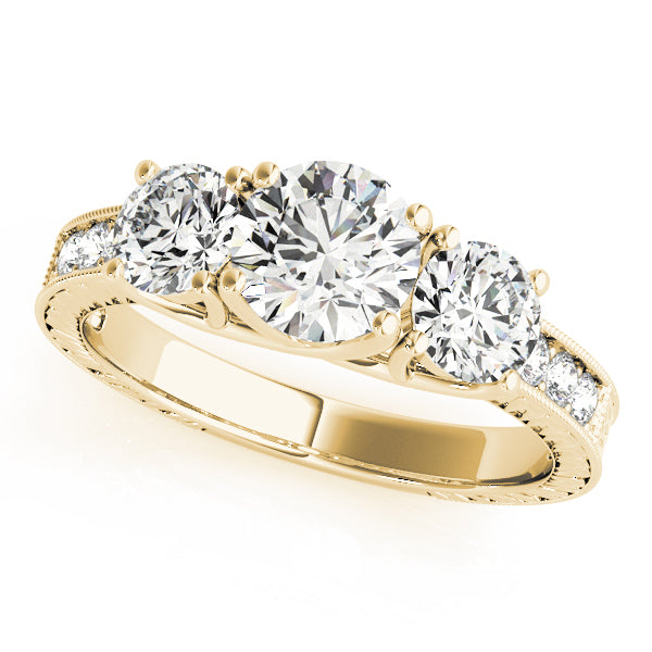 Prong in Channel Filigree Milgrain Curved Half Eternity Ring in 10K/14K gold and platinum with certified lab-grown or natural diamonds