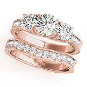 Prong in Channel Filigree Milgrain Curved Half Eternity Ring