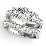Prong in Channel Filigree Milgrain Curved Half Eternity Ring