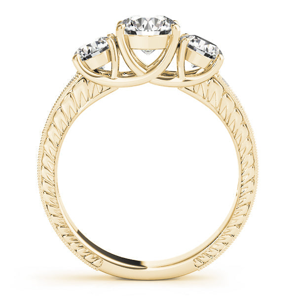 Prong in Channel Filigree Milgrain Curved Half Eternity Ring