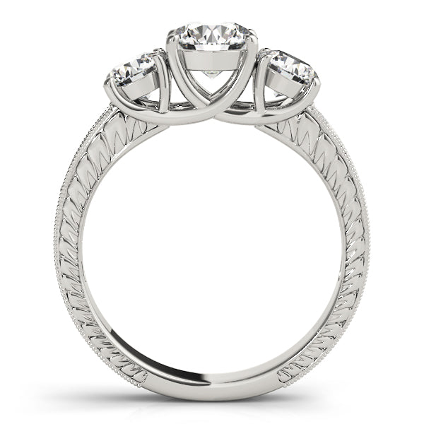 Prong in Channel Filigree Milgrain Curved Half Eternity Ring