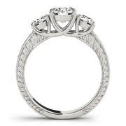 Prong in Channel Filigree Milgrain Curved Half Eternity Ring
