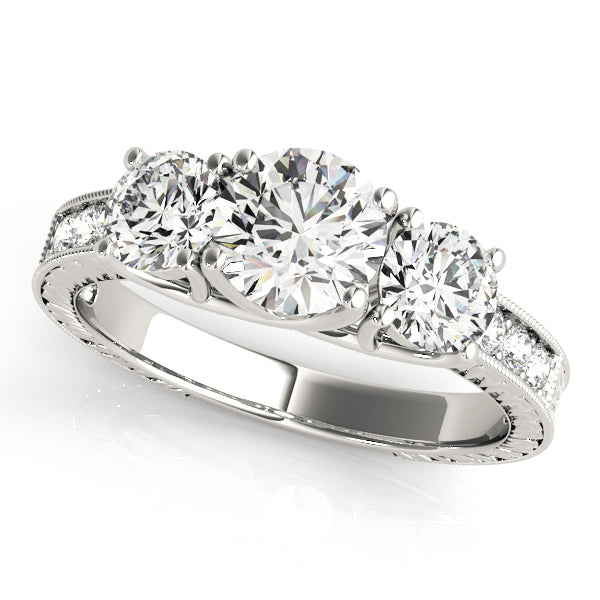 Prong in Channel Filigree Milgrain Curved Half Eternity Ring