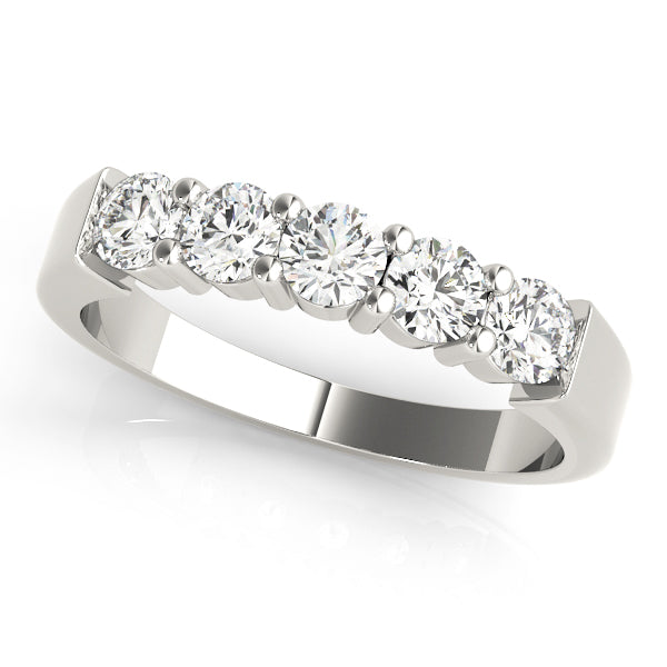 Shared Prong Half Eternity Ring in Gold & Platinum