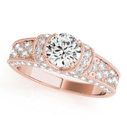 Refined Pave Round Diamond Engagement Ring in 10K/14K gold and platinum with certified lab-grown or natural diamonds