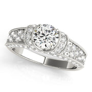 Refined Pave Round Diamond Engagement Ring in 10K/14K gold and platinum with certified lab-grown or natural diamonds