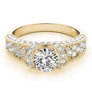 Refined Pave Round Diamond Engagement Ring in 10K/14K gold and platinum with certified lab-grown or natural diamonds