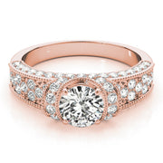 Refined Pave Round Diamond Engagement Ring in 10K/14K gold and platinum with certified lab-grown or natural diamonds