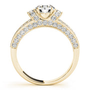 Refined Pave Round Diamond Engagement Ring in 10K/14K gold and platinum with certified lab-grown or natural diamonds