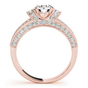 Refined Pave Round Diamond Engagement Ring in 10K/14K gold and platinum with certified lab-grown or natural diamonds