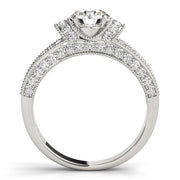 Refined Pave Round Diamond Engagement Ring in 10K/14K gold and platinum with certified lab-grown or natural diamonds