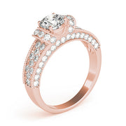 Refined Pave Round Diamond Engagement Ring in 10K/14K gold and platinum with certified lab-grown or natural diamonds