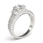 Refined Pave Round Diamond Engagement Ring in 10K/14K gold and platinum with certified lab-grown or natural diamonds