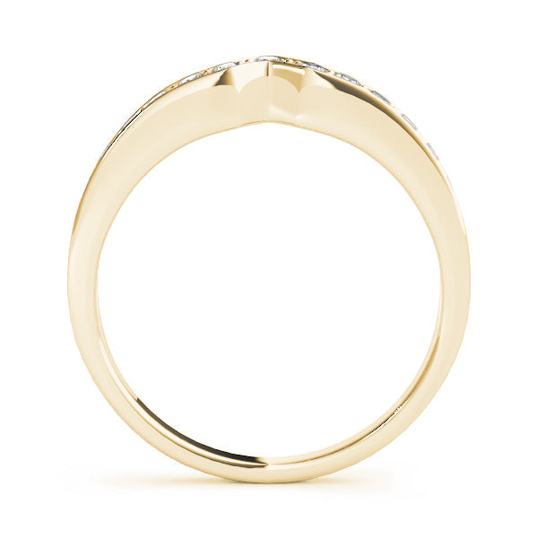 Curved Bands Half Eternity Ring in Gold & Platinum