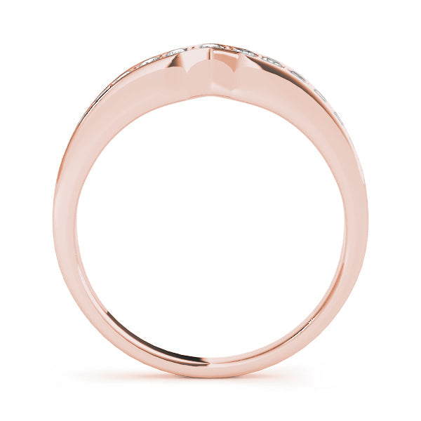 Curved Bands Half Eternity Ring in Gold & Platinum