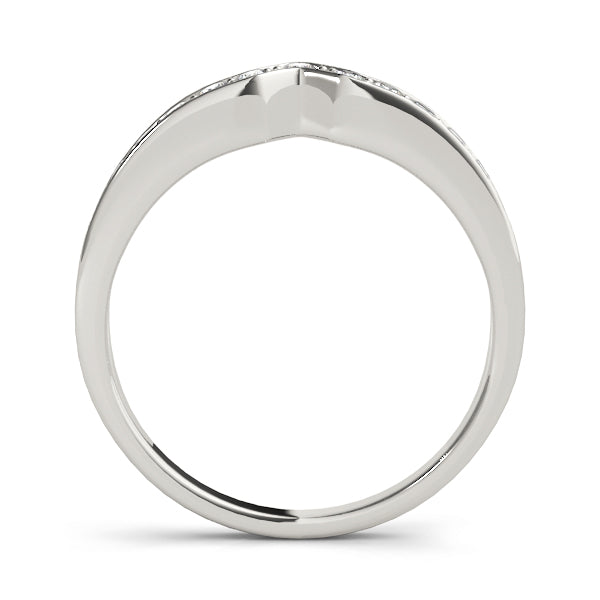 Curved Bands Half Eternity Ring in Gold & Platinum