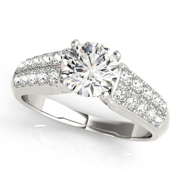 Signature Pave Round Diamond Engagement Ring in 10K/14K gold and platinum with certified lab-grown or natural diamonds