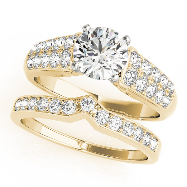 Signature Pave Round Diamond Engagement Ring in 10K/14K gold and platinum with certified lab-grown or natural diamonds