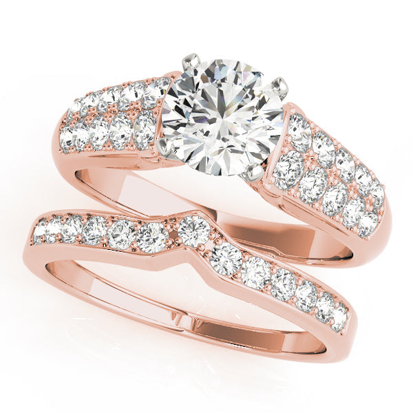 Signature Pave Round Diamond Engagement Ring in 10K/14K gold and platinum with certified lab-grown or natural diamonds