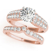 Signature Pave Round Diamond Engagement Ring in 10K/14K gold and platinum with certified lab-grown or natural diamonds