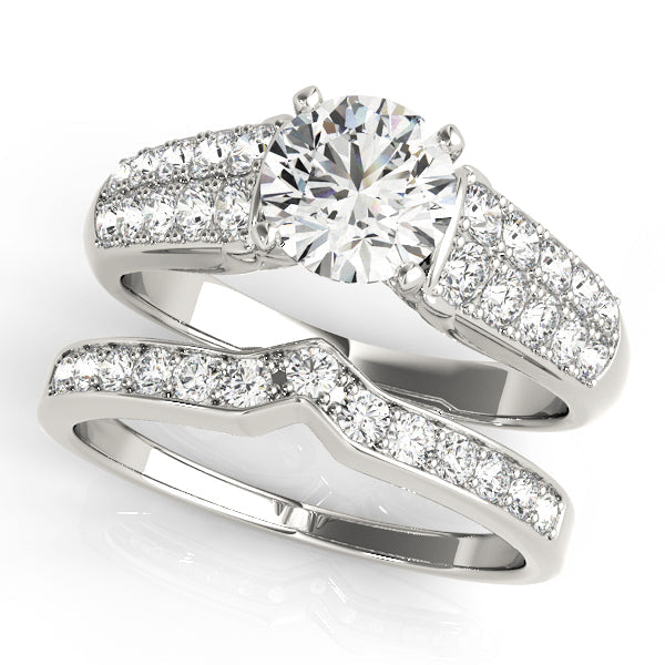 Signature Pave Round Diamond Engagement Ring in 10K/14K gold and platinum with certified lab-grown or natural diamonds