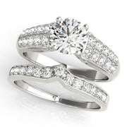 Signature Pave Round Diamond Engagement Ring in 10K/14K gold and platinum with certified lab-grown or natural diamonds