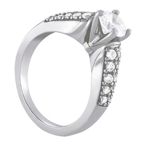 Signature Pave Round Diamond Engagement Ring in 10K/14K gold and platinum with certified lab-grown or natural diamonds