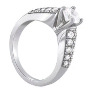 Signature Pave Round Diamond Engagement Ring in 10K/14K gold and platinum with certified lab-grown or natural diamonds