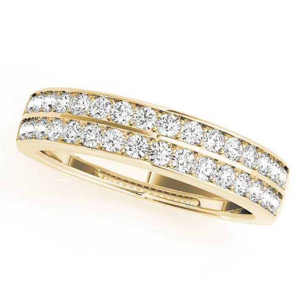 Double Row Prong Set Half Eternity Ring in 10K/14K gold and platinum with certified lab-grown or natural diamonds