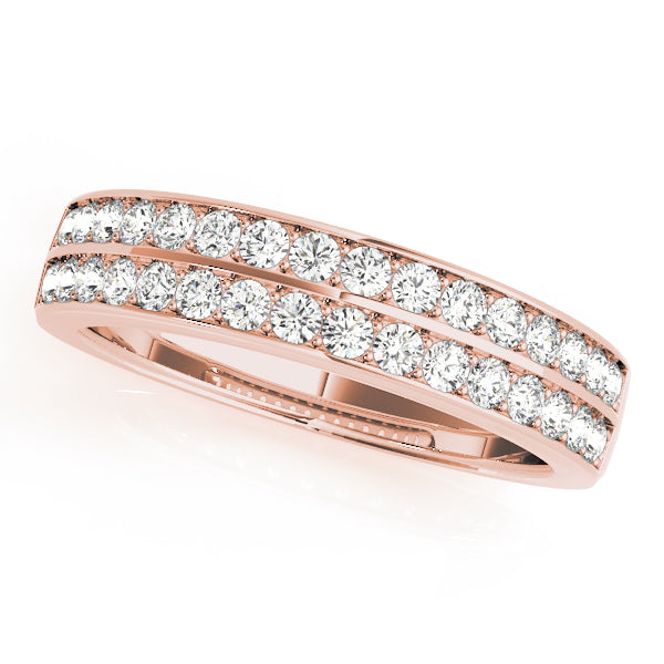 Double Row Prong Set Half Eternity Ring in Gold & Platinum