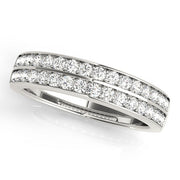 Double Row Prong Set Half Eternity Ring in Gold & Platinum