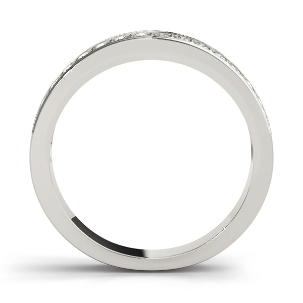 Double Row Prong Set Half Eternity Ring in Gold & Platinum