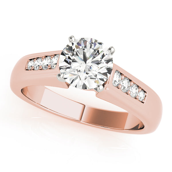 Channel-Set Round Diamond Engagement Ring in 10K/14K gold and platinum with certified lab-grown or natural diamonds