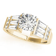 Sophisticated Fancy Shape Baguette Remounts Round Diamond Engagement Ring in 10K/14K gold and platinum with certified lab-grown or natural diamonds