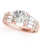 Sophisticated Fancy Shape Baguette Remounts Round Diamond Engagement Ring in 10K/14K gold and platinum with certified lab-grown or natural diamonds