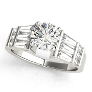 Sophisticated Fancy Shape Baguette Remounts Round Diamond Engagement Ring in 10K/14K gold and platinum with certified lab-grown or natural diamonds