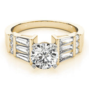 Sophisticated Fancy Shape Baguette Remounts Round Diamond Engagement Ring in 10K/14K gold and platinum with certified lab-grown or natural diamonds