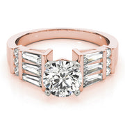Sophisticated Fancy Shape Baguette Remounts Round Diamond Engagement Ring in 10K/14K gold and platinum with certified lab-grown or natural diamonds