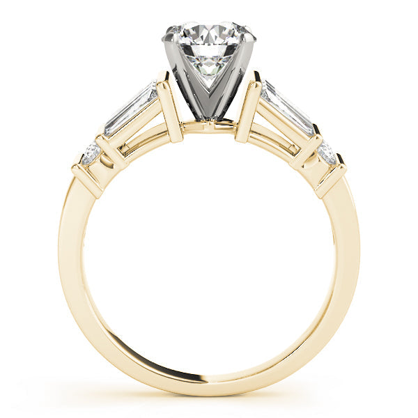 Sophisticated Fancy Shape Baguette Remounts Round Diamond Engagement Ring in 10K/14K gold and platinum with certified lab-grown or natural diamonds