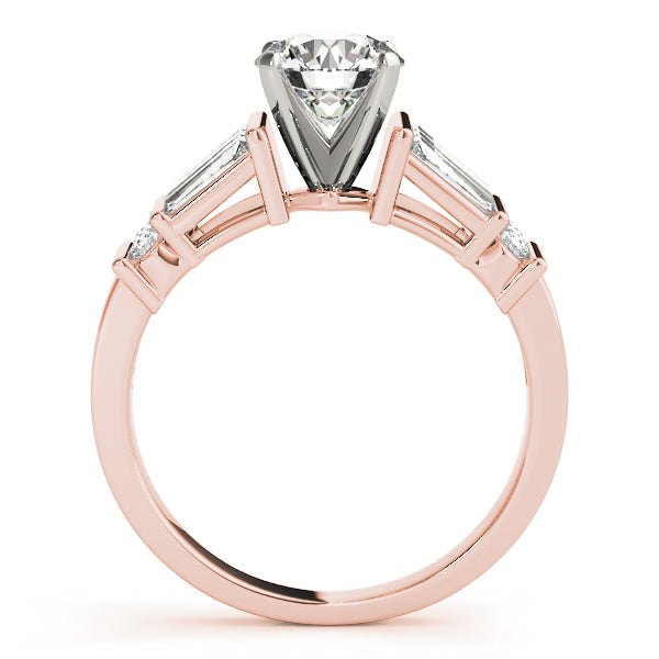 Sophisticated Fancy Shape Baguette Remounts Round Diamond Engagement Ring in 10K/14K gold and platinum with certified lab-grown or natural diamonds