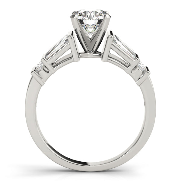 Sophisticated Fancy Shape Baguette Remounts Round Diamond Engagement Ring in 10K/14K gold and platinum with certified lab-grown or natural diamonds