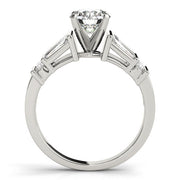 Sophisticated Fancy Shape Baguette Remounts Round Diamond Engagement Ring in 10K/14K gold and platinum with certified lab-grown or natural diamonds