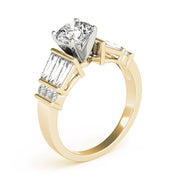 Sophisticated Fancy Shape Baguette Remounts Round Diamond Engagement Ring in 10K/14K gold and platinum with certified lab-grown or natural diamonds