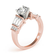 Sophisticated Fancy Shape Baguette Remounts Round Diamond Engagement Ring in 10K/14K gold and platinum with certified lab-grown or natural diamonds