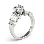 Sophisticated Fancy Shape Baguette Remounts Round Diamond Engagement Ring in 10K/14K gold and platinum with certified lab-grown or natural diamonds
