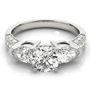 Eternal Three-Stone Pear Diamond Engagement Ring in 10K/14K gold and platinum with certified lab-grown or natural diamonds
