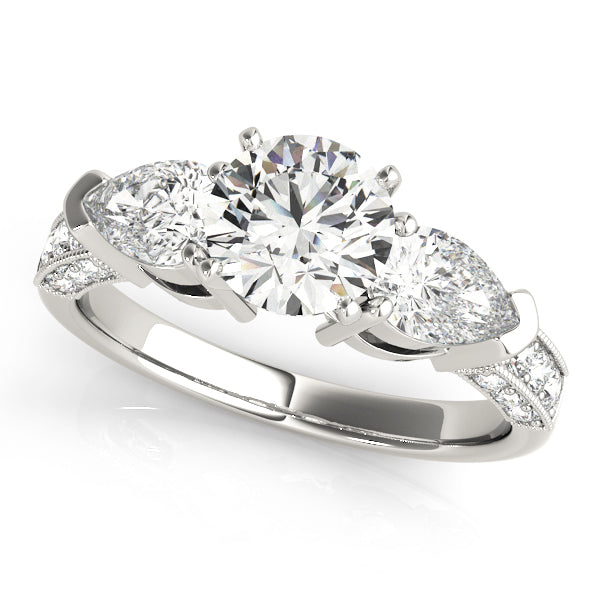 Eternal Three-Stone Pear Diamond Engagement Ring in 10K/14K gold and platinum with certified lab-grown or natural diamonds